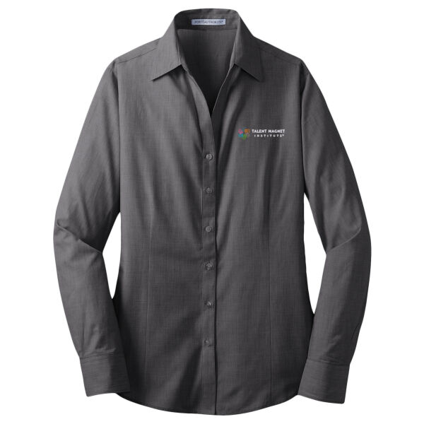 Talent Magnet Institute Embroidered - Ladies Crosshatch Easy Care Shirt Thumbnail