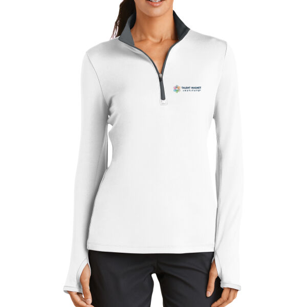 Talent Magnet Institute Embroidered - Ladies Dri FIT Stretch 1/2 Zip Cover Up Thumbnail